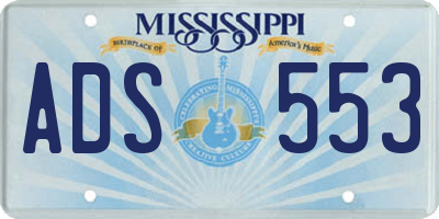 MS license plate ADS553