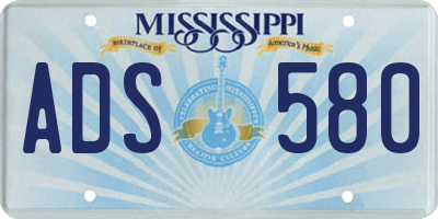 MS license plate ADS580