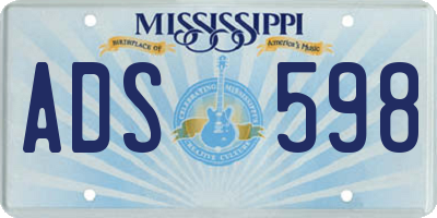 MS license plate ADS598