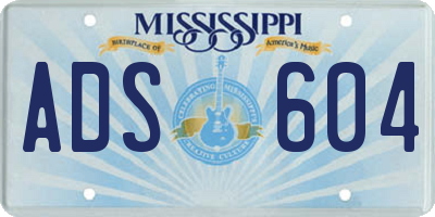 MS license plate ADS604