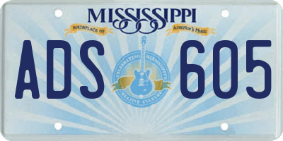 MS license plate ADS605