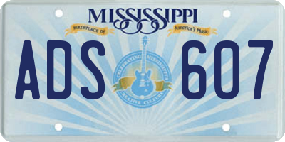 MS license plate ADS607