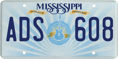 MS license plate ADS608