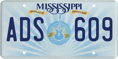 MS license plate ADS609
