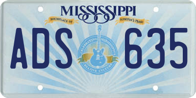 MS license plate ADS635