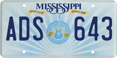 MS license plate ADS643