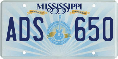 MS license plate ADS650