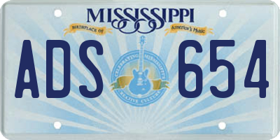 MS license plate ADS654