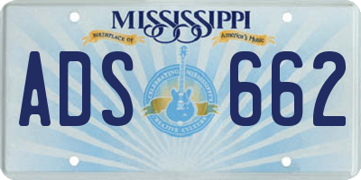 MS license plate ADS662