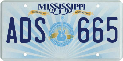 MS license plate ADS665