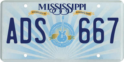 MS license plate ADS667