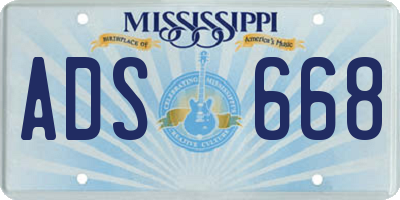 MS license plate ADS668