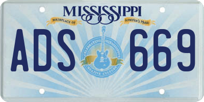 MS license plate ADS669