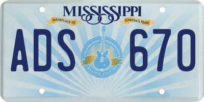 MS license plate ADS670