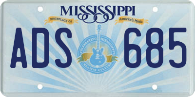MS license plate ADS685