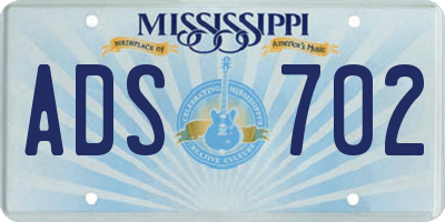 MS license plate ADS702