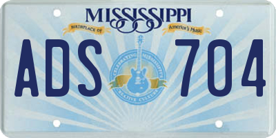 MS license plate ADS704