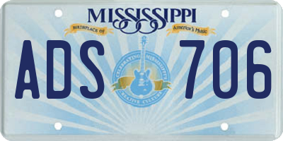 MS license plate ADS706