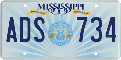 MS license plate ADS734