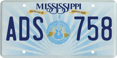 MS license plate ADS758