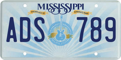 MS license plate ADS789