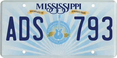 MS license plate ADS793