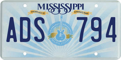 MS license plate ADS794