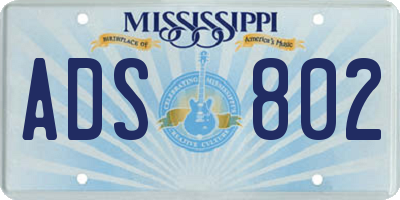 MS license plate ADS802