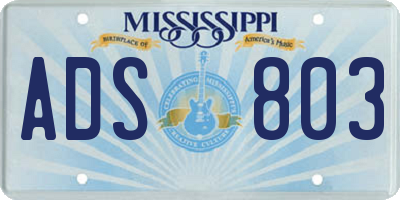 MS license plate ADS803