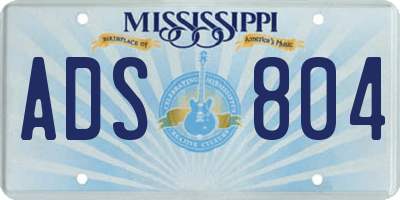 MS license plate ADS804