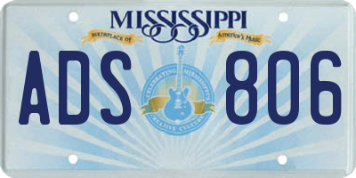MS license plate ADS806