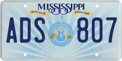 MS license plate ADS807