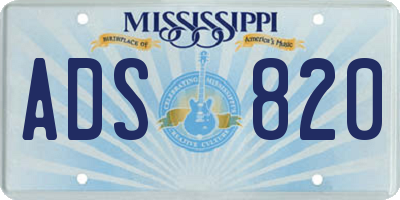 MS license plate ADS820