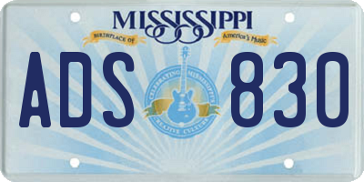 MS license plate ADS830