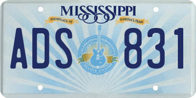 MS license plate ADS831