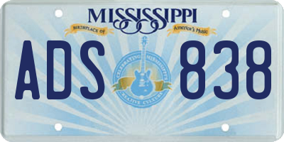 MS license plate ADS838
