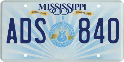 MS license plate ADS840