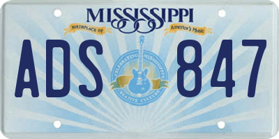 MS license plate ADS847