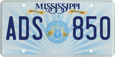 MS license plate ADS850