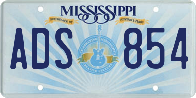 MS license plate ADS854