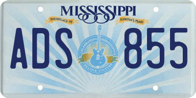 MS license plate ADS855