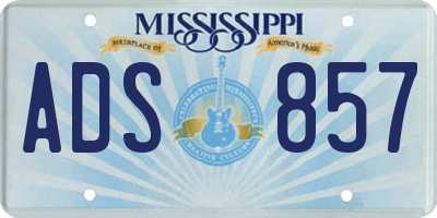 MS license plate ADS857