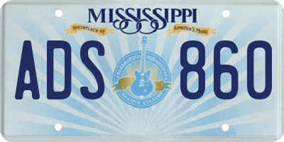 MS license plate ADS860