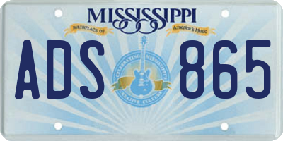 MS license plate ADS865