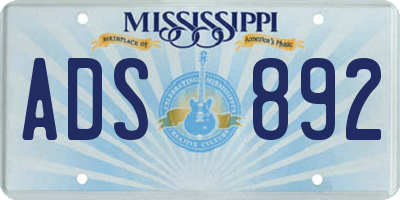 MS license plate ADS892