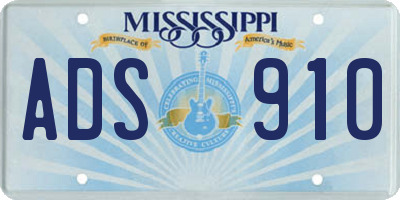 MS license plate ADS910