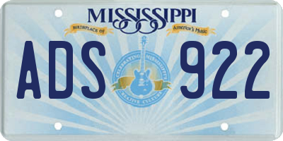 MS license plate ADS922