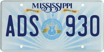 MS license plate ADS930