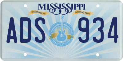MS license plate ADS934