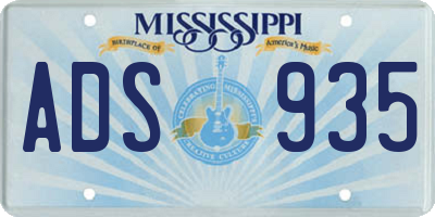 MS license plate ADS935